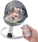 GYARING Baby Swing for Infants,Comfort Cradling Baby Rocker Portable Newborn Swing with Music/Remote Control/Timing Function,Grey