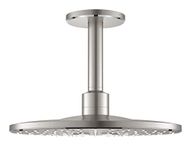 GROHE Rainshower 310 Smartactive Head Shower Set with 2 Spray Options 310mm Wall-Mounted Showerhead with 400mm Shower Arm, Stainless Steel Look, Round Shape 26477DC0