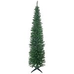 HOMCOM 7' Pencil Christmas Tree, Slim Artificial Xmas Tree with Realistic Branches, Sturdy Stand, Green