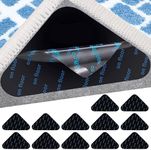 wimony 12 Pieces Rug Grippers，Anti Slip Rug Grips，Rug Stickers for Wooden and Hard Floors，Reusable Rug Anti Slip Pads(Black Rounded Triangle 90 * 90 * 120mm)