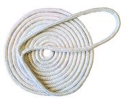 Tommy Docks 15 ft Dock Line with 4,400 lb Break Strength - 3/8 in Thick Double Braided Nylon Marine Rope Accessory - 12 in Eye Splice for Docking Boats and Yachts - White