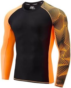 USKOY Men's Compression Rash Guard Long Sleeve Shirt for BJJ Surfing | Athletic compression fit, Stretch fabric mobility, Moisture-wicking comfort, Chafe-resistant seams, Built for training