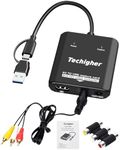 VHS to Digital Converter & RCA to HDMI Adapter USB Video Capture Card for VCR/DVD/AV/PS2/Wii,av to hdmi Converter Analog to Digital & HD Display Output, wii hdmi Adapter,Save/Convert OldVideo