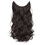 Flushia 1Pcs Hair Extensions And Wigs Women's Natural Brown Curly/Wavy Hair Extensions 24 Inch (Brown Color)