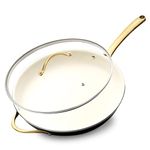 NutriChef 14 Inch Ceramic Pan, Non Stick Frying Pan, Extra Large Frying Pan with Lid, Compatible with All Stovetops Including Induction