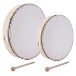 Lawei 2 Pack Hand Drum Instrument Percussion Wood Frame Drums with Drum Stick - 10 Inch & 8 Inch/ 25.5 cm & 20.3 cm