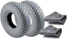 2x Tyre & Innertube 4.00-5 Grey Diamond Block Tread Mobility Scooter 5 Inch Rim