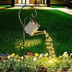 Watering Can Lights, Solar LED Lantern Outdoor Fairy Light Hanging Waterproof Hollowed-Out Design,Decorative Retro Metal Solar Shower Lights for Garden Table Patio Yard Pathway Walkway