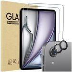 ProCase 2 Pack Screen Protector for iPad Air 13 Inch 2024 M2 + 2 Pack Camera Lens Protector Matching Tablet Colors, HD Tempered Glass Film Guard Saver for iPad Air 13 A2898 A2899 A2900 -Gray