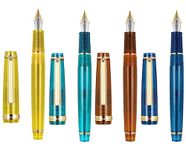 4 PCS JinHao 82 Fountain Pen Transparent Mixed Fluorescent Color Acrylic Fine Point Gold Trim with Ink Converter Set