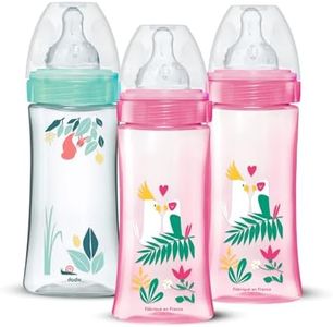 DODIE Lot de 3 Biberons Anti-Coliques Tétines Rondes 330ml +6 mois 3 vitesses Débit 3 - Rose et vert