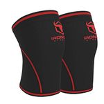 Knee Sleeves 7mm (1 Pair) - High Performance Knee Sleeve Support For Weight Lifting, Cross Training & Powerlifting - Best Knee Wraps & Straps Compression - For Men and Women (Large, Black/Red)