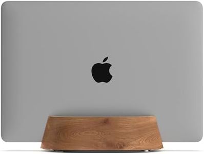 HumanCentric Laptop Holder Vertical Laptop Stand, Adjustable Holder and Dock, Laptop Vertical Stand Fits MacBook Pro and Other Laptops .5" to 1.5", Upright Laptop Holder for Desk, Black Walnut Wood