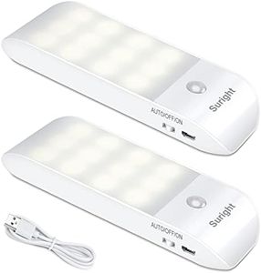 Veilleuse LED Rechargeable, [Lot de 2] Veilleuse Automatique avec Détecteur de Mouvement, AUTO/ON/OFF, Lampe de Placard avec Bande Magnétique pour Armoire, Couloir, Escalier, Cuisine, Blanc Chaud