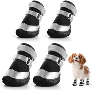 Dog Shoes for Small Dogs, Breathable Dog Boots Paw Protector for Hot Pavement Winter Snow, Dog Booties with Reflective Strips Rugged Anti-Slip Sole for Hardwood Floors Outdoor Silver Black Size 1