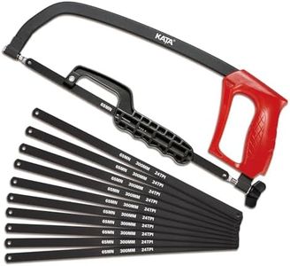 KATA 2-in-1 Hacksaw Hand Saw, 12-inch Hack Saw Frame with 10-inch Mini Hacksaw, Extra 10pc 65Mn Steel Saw Blade 24 TPI Included for Metal and Wood