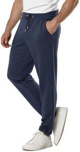 GINGTTO Mens Sweatpants Open Bottom with Pockets Loose Fit Yoga Pants Athletic Lounge Sweatpants for Men Jogger Navy Blue Size L