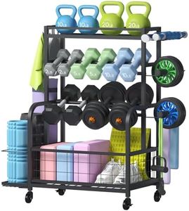 Lifewit Weight Rack for Home Gym, Dumbbell Rack, Kettlebell Rack, Yoga Mat Holder, Home Gym Storage with Wheels for Strength Training, Yoga Equipments, All in One Gym for Home, Garage, Medium Size