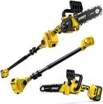 2-IN-1 Cordless Pole Saw & Chainsaw, IMOUMLIVE 8" Cutting Brushless Power Pole Saw, 15.2-Foot MAX, 21V 3.0Ah Li-ion Battery, 7.9 LB Lightweight, Multi-Angle Chainsaw for Wood Cutting, Trimming