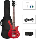 Ktaxon 4 String Electric Bass Guitar, 36-inch Bass Guitar Kit with Split single-coil Pickup, Rosewood Fretboard, Mahogany Body for Kids, Boy and Girl(Red)