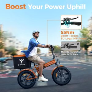 ENGWE EP-2 BOOST Folding Electric Bike, 20x4 Fat Tire, 48V 13Ah, 7-Speed – Deep Grey