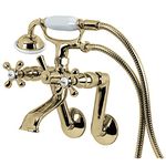 Kingston Brass KS269PB Vintage Wall Mount Clawfoot Tub Filler with Hand Shower, Polished Brass