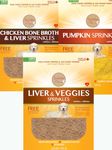 Sprinkles & Paws 3 Pack Great Health Bundle | 1 Liver & Veggies Bag + 1 Chicken Bone Broth & Liver Bag + 1 Pumpkin Bag and save $ | Pet Food Topper and Treat Helps Eating and Appetite | Made in Canada