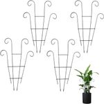 Mtxorvix 4Pcs 15in Plant Trellis for Potted Climbing Plants Indoor Outdoor Wave Shape Metal Trellis Plant Stakes for Houseplants Flowers Vine Ivy (Black)