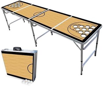 PARTYPONG 8-Foot Folding Beer Pong Table w/Cup Holes - Basketball Court Edition