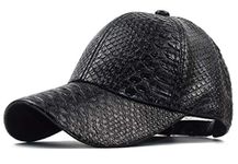 INOGIH Snakeskin-Leather Baseball-Cap Unisex Casual-Dad-Hat Adjustable Snapback for Women Men, Black, One Size