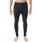 Indera Men's Heavyweight Cotton Waffle Long Johns Thermal Underwear Bottom, Black, Small