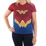 DC Comics Wonder Woman Cape Women's Fancy Dress Costume T-Shirt Small Red