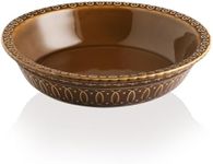 Sweejar Ceramic Pie Pan for Baking,Round Baking Dish Pan for Dinner 10 Inches, Pie Dish Non-Stick Pie Plate for Quiche,Tart，Cake,Pumpkin Pie, Pot Pies (Brown)