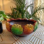 Niyara Handmade Earthenware Clay Terracotta Decorative Bowl, Urli, Flower Pot (Multi Color) (Medium)