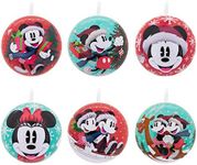 Hallmark Disney Mickey Mouse and Disney Minnie Mouse Tin Ball Christmas Ornaments, Set of 12