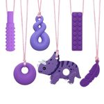 Chew Toys for Autistic Children, 6 Pack Sensory Chew Necklace Safety Food Grade Silicone Chew NecklacesAutism Chew Toys for Kids with ADHD, Anxiety, Autistic,Teething, Biting Needs