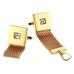 AMDXD Gold Cufflinks for Men,Stainless Steel Cuff Links Mens Gold Mesh Wrap Square, 1.7x1.7cm, Stainless Steel, cubic-zirconia