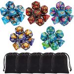 DND Dice Set - CiaraQ Polyhedral Dice (35 pcs) with Black Bags for Dungeons and Dragons, RPG, MTG Role Playing Games