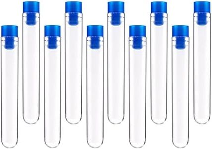 POPETPOP 50pcs Clear Test Tubes with Cap 16x100mm Plastic Test Tubes for Science Laboratory Experiments Candy Salt Storage Containers