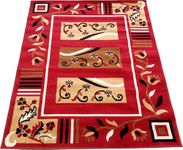 Sifa Carpet Super Softness Floral Design Rectangular Carpet For Living Room (Red Color 5X7 Feet)