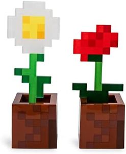 Minecraft Daisy and Poppy Flower Pot Mood Lights, Set of 2 | Nightstand Table Lamp with LED Light for Bedroom, Desk, Living Room | Home Decor Room Essentials | Video Game Gifts And Collectibles