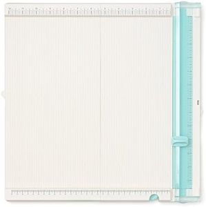 We R Memory Keepers Trim and Score Board, Includes 12x12 Inch Board and One Scoring Tool, Cuts Large Scrapbook Pages, Small Embellishments, Sturdy Locking, Precise Blades, with Storage Compartment