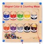 Kidology Magnetic Color and Number Maze, Montessori Toys for 2+ Year Old, Wooden Magnet Board Counting & Color Sorting Toddler Activities Educational Fine Motor Skills Toys Gifts