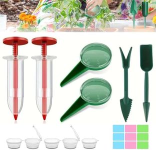 6 PCS Mini Seed Spreader Set, 2024 New Mini Sowing Seed Dispenser, Small Garden Seed Planter Tool, Hand-held Manual Seed Spreader with Seedlings Dibber and Widger Set for Tiny Seeds