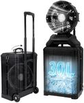 ZMLBTF Portable Misting Fan, 30L Water Tank Rolling Mist Fan, 30000mAh Rechargeable Outdoor Cooling Fan with Remote, 4 Speeds, 90° Oscillation, for Patio, Camping, Sports, Outside & Travel (Black)
