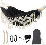 SXSEAGLE Hammock Hanging Swing Double Max 500lbs Macrame for Indoor Outdoor Patio Yard Garden (Black Gray)