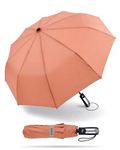 Destinio Umbrella for Man - Large Size 23 inch, Fully Automatic, Windproof Fibreglass Ribs, UPF 50+ Sun Protection, Premium 210T Pongee, Foldable Umbrella for Rain with Travel Cover for Men and Women - 3 fold Compact Easy to Carry, Pink (Auto open auto close)