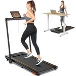 THERUN Folding Treadmill for Home, 2.5HP Under Desk Treadmill w/Remote and LED Display, Foldable Walking Treadmill w/ 3 Countdown Modes & 12 Programs, Shock Absorption, 1-12KM/H, No assembly, Orange