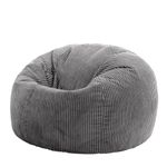 icon Kingston Large Bean Bag, Jumbo Cord Bean Bag, Charcoal Grey, Bean Bag chair for Adults with Filling Included, Comfortable Lounging Chair for All Ages