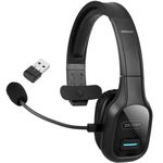 Delton Wireless Computer Headset with USB Dongle, Trucker Bluetooth Headset with Noise Canceling Mic, 35Hrs talk time, Wireless Headset for Computer, Cell Phone, Drivers, Office, Call Center - Black